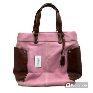 🆕{latico} Canvas Leather Trim Tote